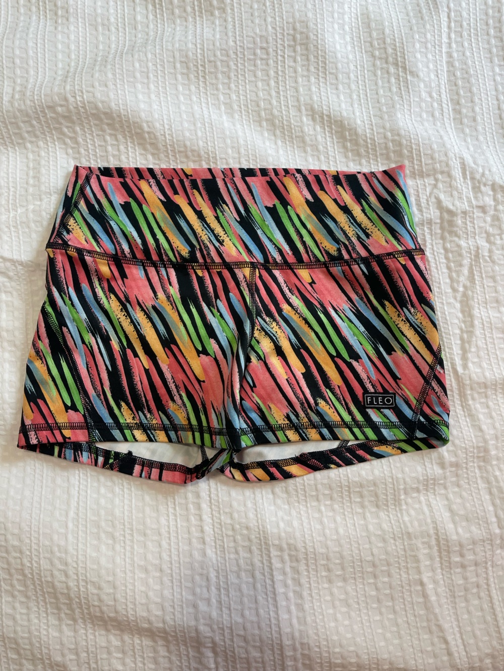 Fleo Multicolor Brushstroke Print Booty Shorts